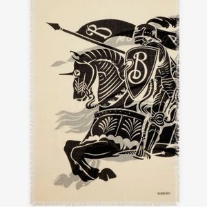 Burberry Black and Cream Wool Scarf